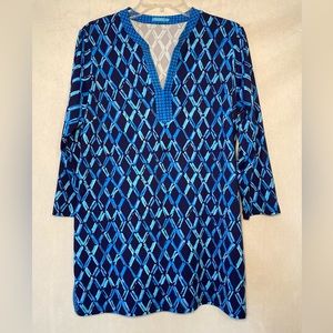 Beachy J McLaughlin Catalina Blue Tunic Top Summer